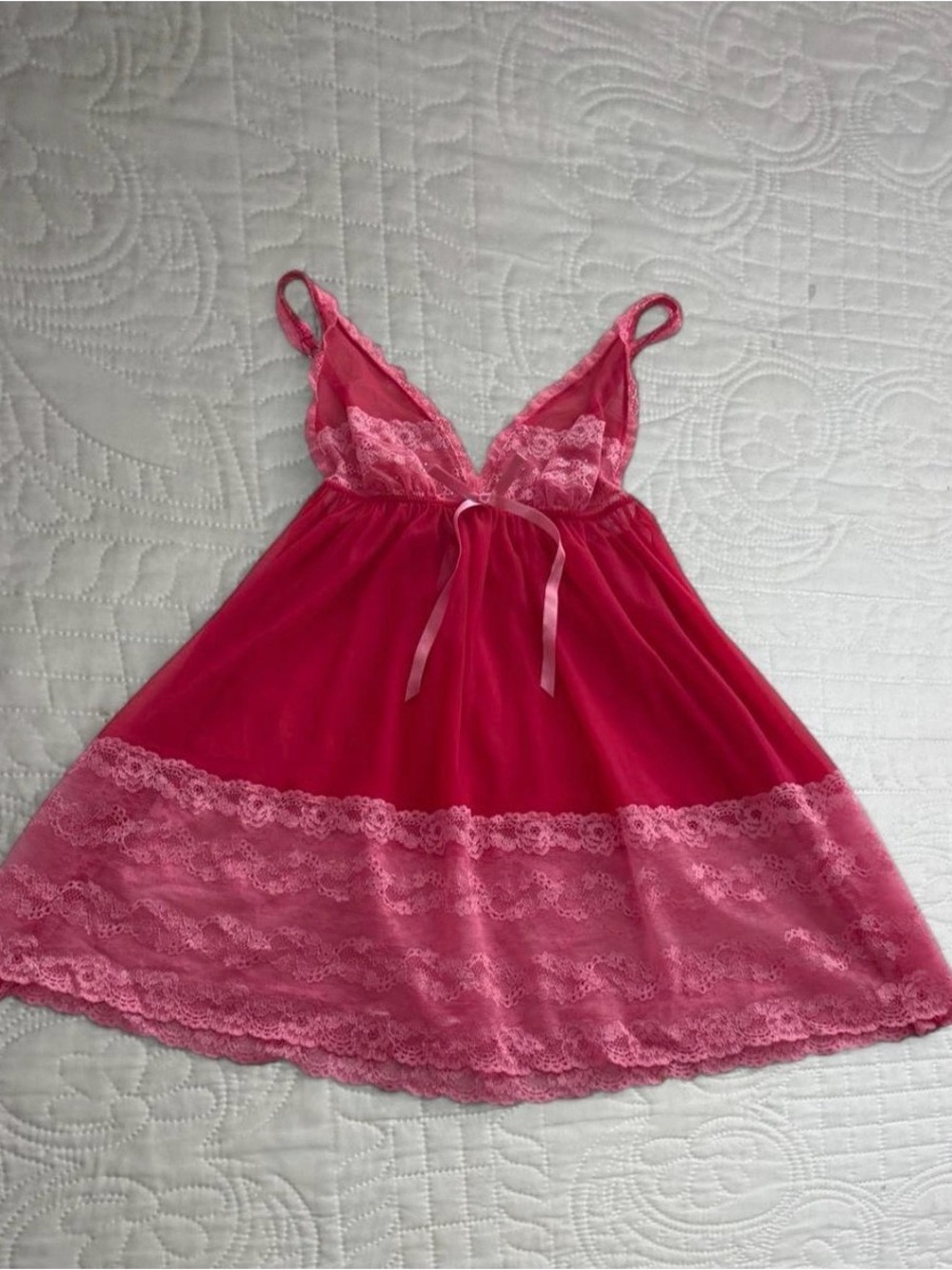 Victoria’s Secret Pink Rhinestone Lace Teddy Babydoll Y2K Small